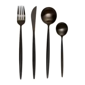 Image of 16 Piece Matte Black Stainless Steel Cutlery Set