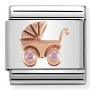 Image of Nomination CLASSIC Rose Gold Symbols Pink Baby Carrier Charm 430305/06