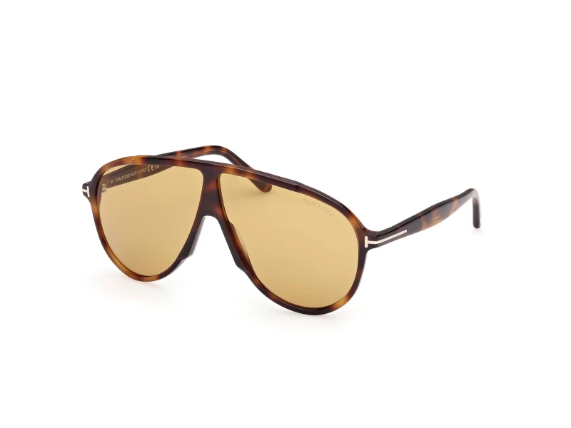 Image of Tom Ford Vladimir Pilot Acetate Sunglasses - Blonde Havana Brown WH9DB Unisex