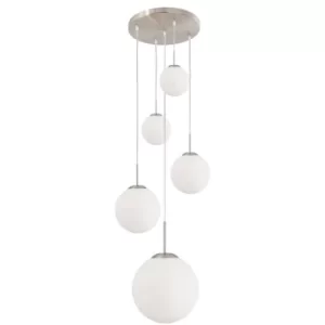 Image of Sienna Bollique Cluster Pendant Ceiling Light Steel Brushed, Glass Matt
