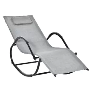 Image of Outsunny Zero Gravity Rocking Lounge Chair w/ Pillow - Grey