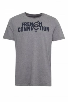 Image of Mens French Connection C Connection Jersey T Shirt Mid Grey Marl
