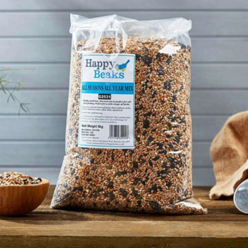 Image of Garden Gear Happy Beaks All Seasons Wild Bird Food Seed Mix High Energy Premium Feed For Wild Birds (5Kg)