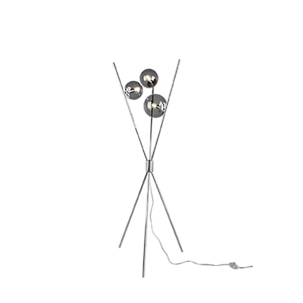 Image of Lance Modern 3 Light Tripod Floor Lamp Chrome with Footswitch
