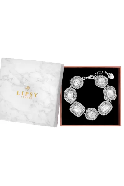 Image of Silver Crystal Round Statement Bracelet - Gift Boxed