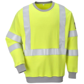 Image of Portwest - FR72YERM - sz M Flame Resistant Anti-Static Hi-Vis Sweatshirt - Yellow