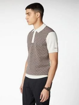 Image of Ben Sherman Retro Geo Polo Top - Ecru, Size 2XL, Men