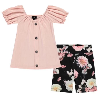 Image of Firetrap 2 Piece Cycling Short Set Baby Girls - Black Floral