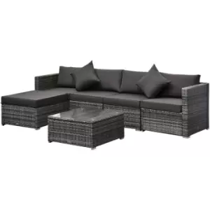Image of Outsunny - 6 Pieces Rattan Furniture Set Garden Sofa Conservatory Wicker Grey - Grey