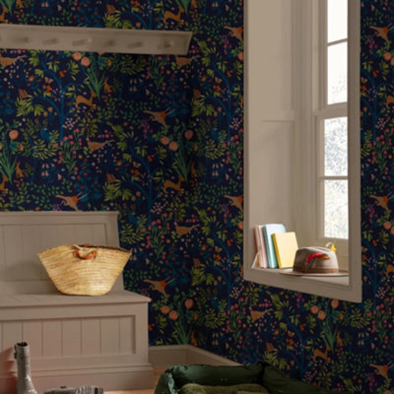 Image of Joules Enchanted Woodland Navy Floral Wallpaper