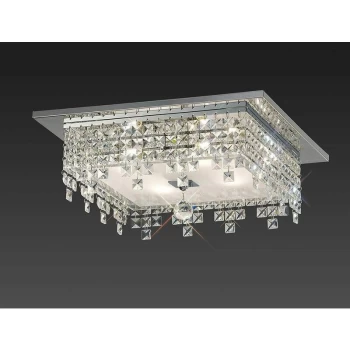 Image of Ceiling lamp Esta square 4 Bulbs polished chrome / glass / crystal