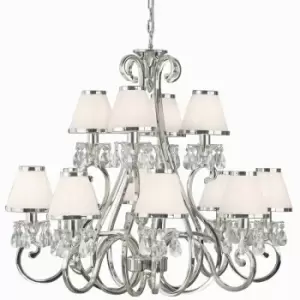 Image of Loops - Esher Ceiling Pendant Chandelier Nickel Crystal & White Shades 12 Lamp Light