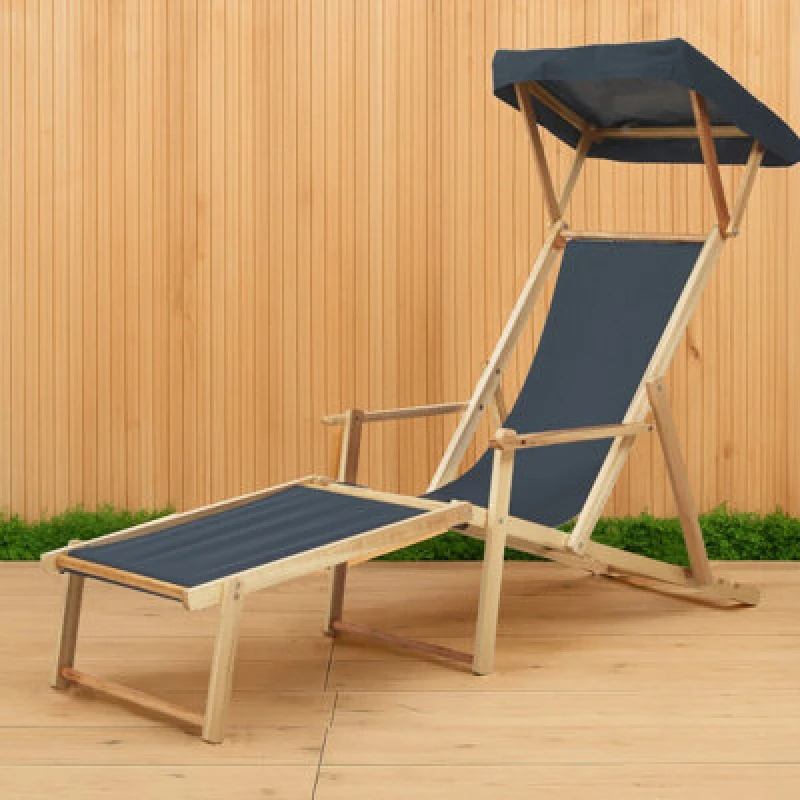 Image of Orsina Khaki Lounger, Easy To Clean Outdoor Lounger Chair, Weather-Resistant Chaise Lounge, Space-Saver Lounger