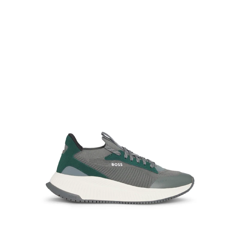 Image of BOSS Mens TTNM EVO Trainers with Signature Detailing Runners 6 (40) Green 10611316260