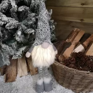 Image of 66cm Tall Christmas Gnome Gonk Nordic Decoration Grey Patterned Hat Standing