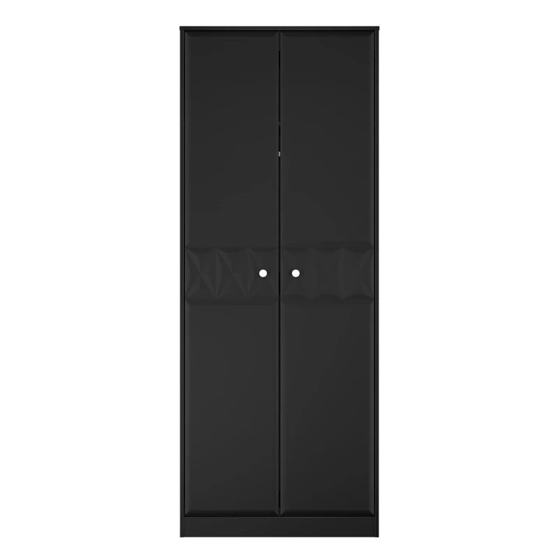 Image of Genoa Ready Assembled Contemporary Matt Black Tall Double Wardrobe (H)1960mm (W)740mm (D)520mm
