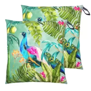 Image of Peacock Large 70cm Outdoor Floor Twin Pack Cushion Multi