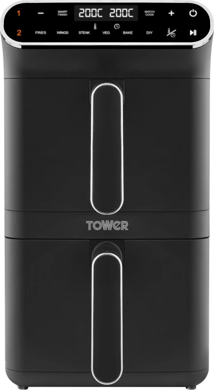 Image of TOWER Vortx T17190 Dual Basket Air Fryer - Black 5056784508749
