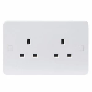 Image of KnightsBridge Pure 4mm 13A White 2G Twin 230V UK 3 Pin Unswitched Electric Wall Socket