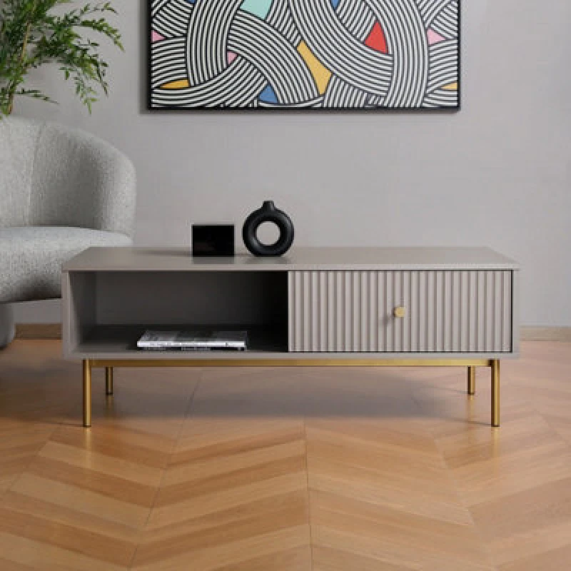 Image of Devon - Coffee Table With Drawer - Grey