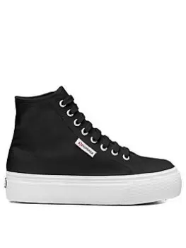 Image of SUPERGA Superga 2708 Hi Top Platform Plimsolls, Black, Size 7, Women