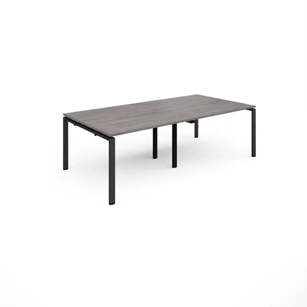 Image of Adapt Rectangular Office Boardroom Table - Grey Oak - Black Frame - W2400mm