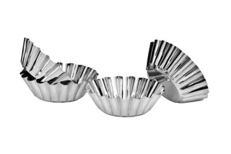 Image of Premier Housewares Tinplate Mould Set Of Four Fluted Cake Moulds Silver