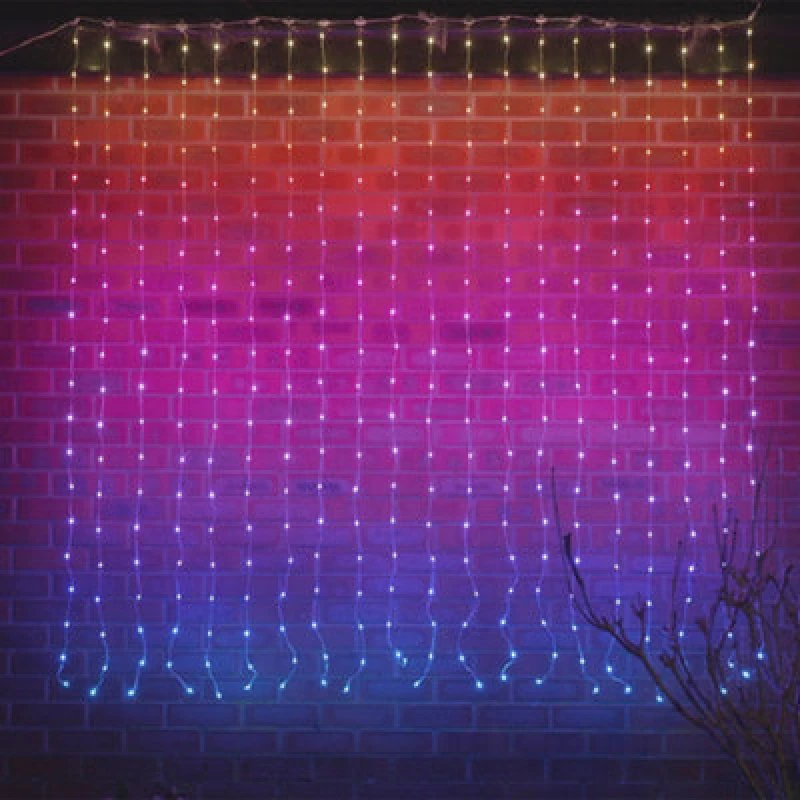 Image of ValueLights 2M x 2M Smart Colour Changing RGBIC Neon Curtain String Lights With Music Sync And App Multi