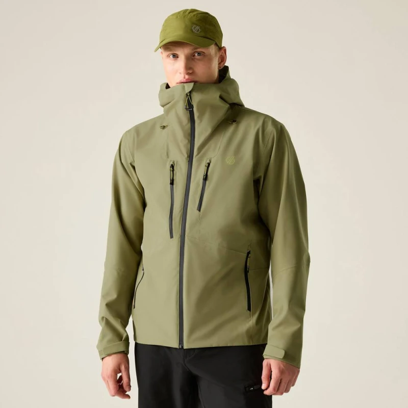 Image of Dare 2b Mens Arising IV Hooded Walking Waterproof Jacket in Khaki Size: 2XL Khaki Male 2XL