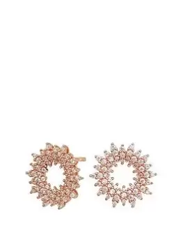 Image of Simply Silver Rose Gold Plated Silver Cubic Zirconia Circle Stud Earrings, One Colour, Women