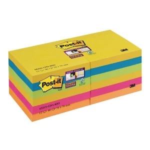 Image of Post it Super Sticky Notes Rio Color Collection 76 x 76mm Pack of 12