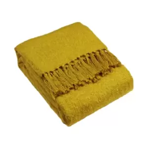 Image of Riva Home Chiltern Fringed Throw Acrylic Ochre