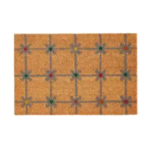 Image of Esselle Pride Of Place Astley Printed Coir Doormat, Retro Flowers Design, 40 X 60cm