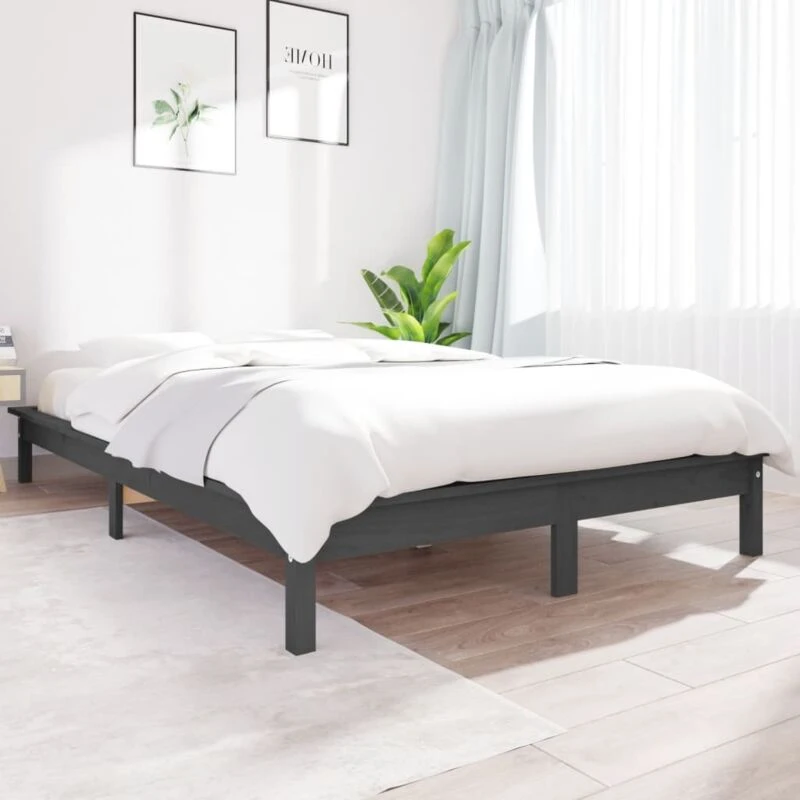 Image of VIDAXL Bed Frame without Mattress Grey Small Double Solid Wood Vidaxl 8720287134664
