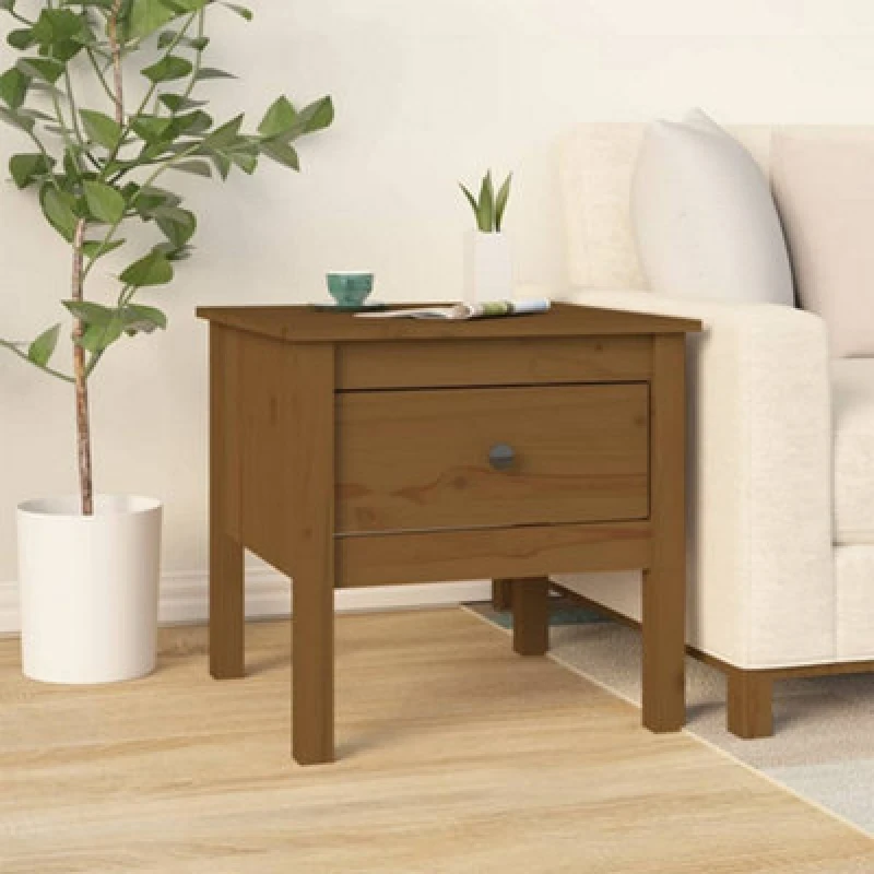 Image of Vidaxl Side Table Honey Brown 50X50X49cm Solid Wood Pine, Brown 813800