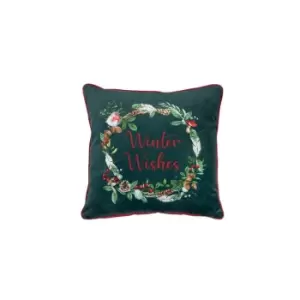 Image of Gallery Direct Gallery Wreath Cushion 24 - Green