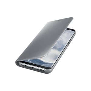 Image of Samsung EF-ZG955CSEGWW Galaxy S8 Plus Clear View Standing Cover in Grey-Silver