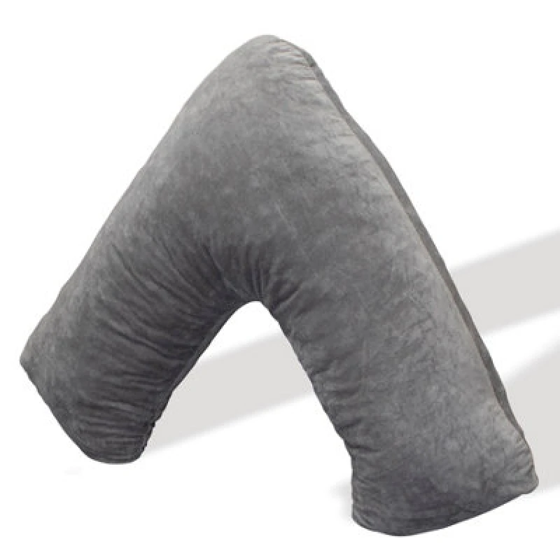 Image of Aamira V Shaped Pillow Shredded Orthopaedic Memory Foam, Dark Grey, Head, Neck & Back Pregnancy Maternity Support, Washable Cover
