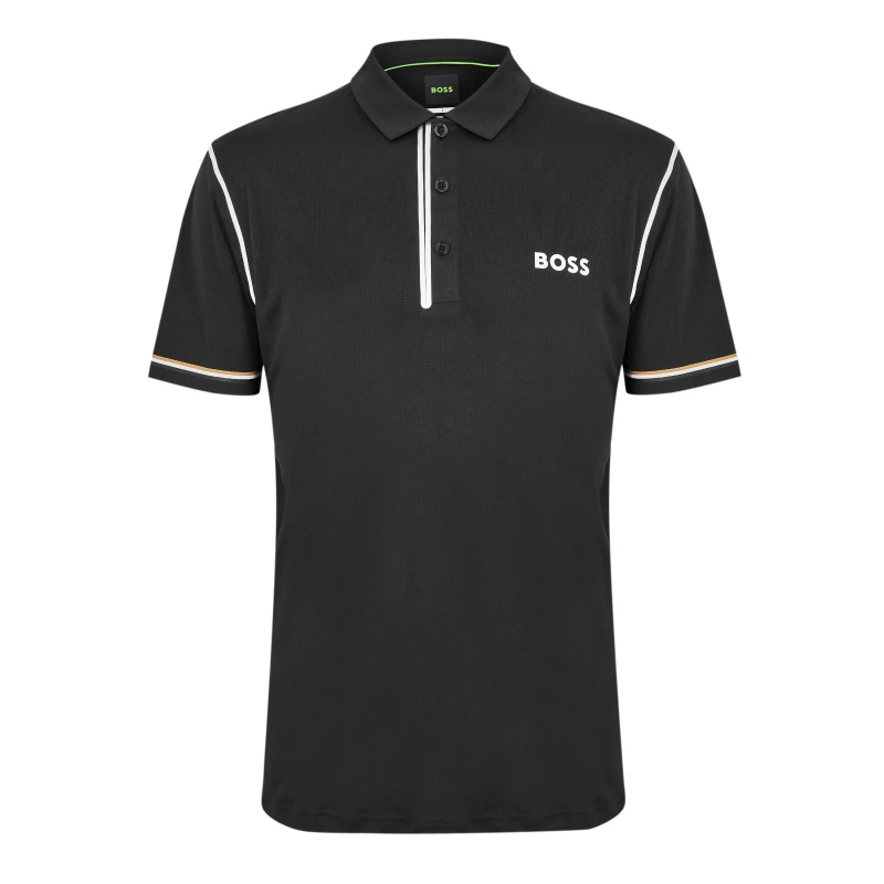 Image of Boss Mens Paddytech Goc Short Sleeve Polo Shirt Black male S