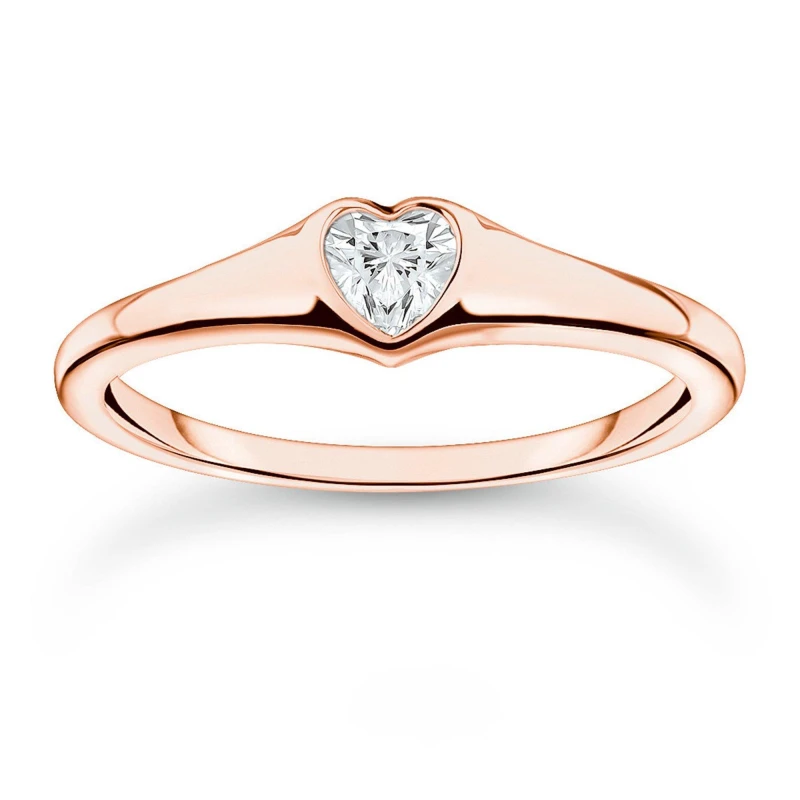 Image of Charming Rose Gold Plated White Heart Ring TR2390-416-14 / Size 54