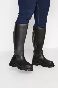 Image of Extra Wide Fit Faux Leather Pull On Knee High Boots