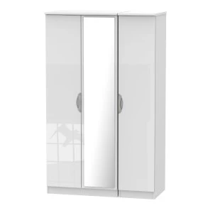 Image of Indices 3 Door Mirror Robe Dresser - White