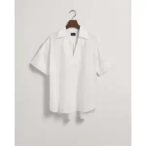 Image of Gant Rel Pop Over Linen Ss Shirt White 3 - White