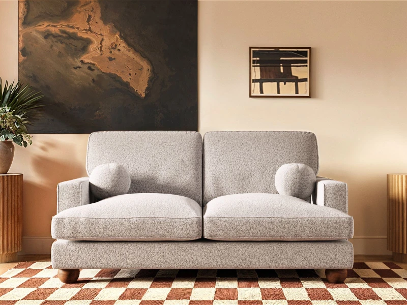 Image of Solace+Co Addison 2 Seater Boucle Sofa - Beige Beige Unisex