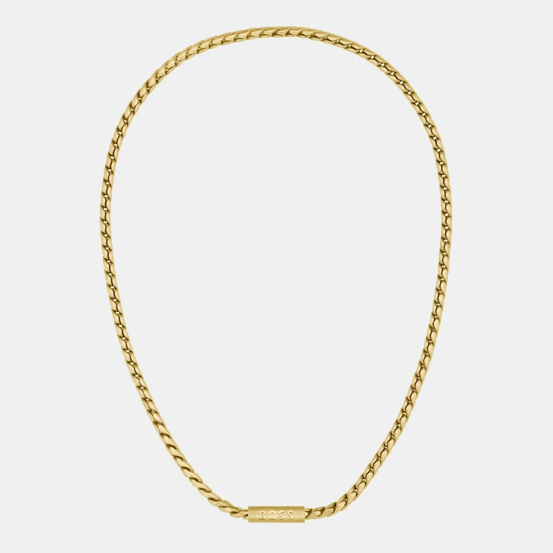 Image of Boss Mens Doran Light Yellow Gold IP Necklace Gold male One Size