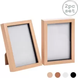 Image of Nicola Spring - 3D Box Photo Frames - A5 (6 x 8') - Light Wood - Pack of 2