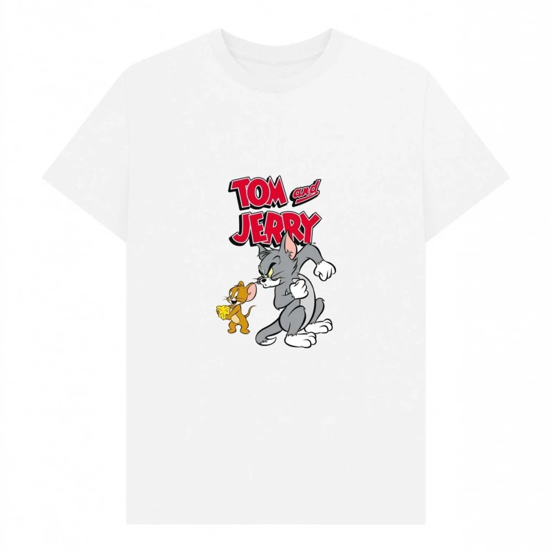 Image of Tom & Jerry Mens Cheese T-Shirt in White Size: Small White Male S