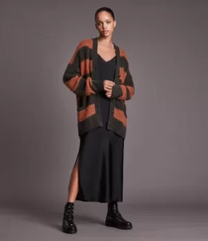 Image of AllSaints Womens Lou Sparkle Cardigan, Charcoal/copper, Size: M