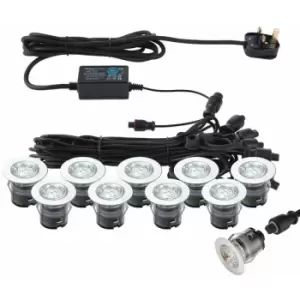 Image of Loops - IP67 Outdoor Decking Plinth Lights 10x 35mm Colour Changing Daylight Blue Lamp