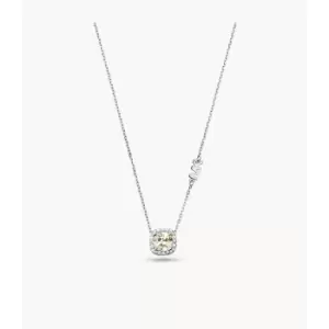 Image of Michael Kors Womens Sterling Pav Cushion-Cut Pendant Necklace - Silver